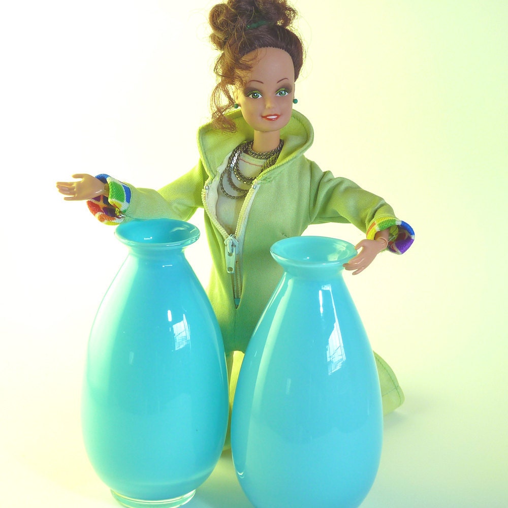 Matching pair of blown glass vases