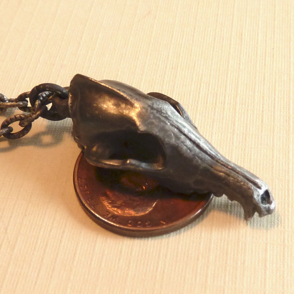 Abyssinian Fox AKA Ethiopian Wolf Skull Pendant in Oxidized Pewter