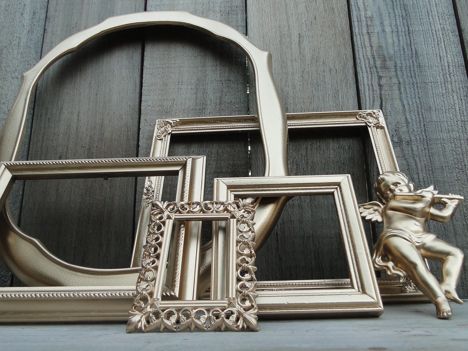 Frame Set Collection Gallery Wall Mirror Gold Golden by TRWpainted