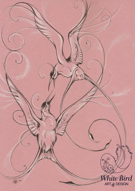 ORIGINAL ART: Dance (A4 size, ink and white charcoal on tinted paper)