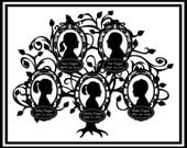 Family Tree Custom Silhouette Design - Family of Five