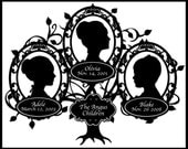 Three Children Silhouette Family Tree - 3 People