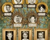 Family Tree - Three Generation 9 Person Custom Tree with Photos in Blue