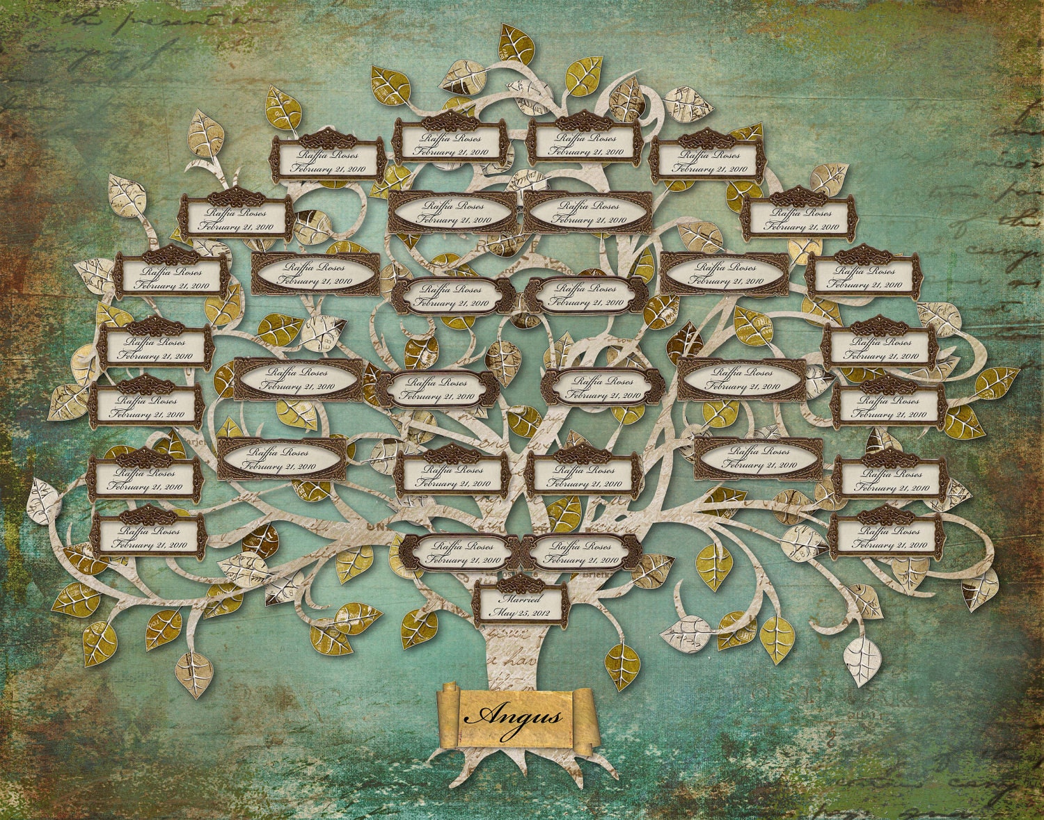 Family Tree - Custom with 33 Labels - Blue