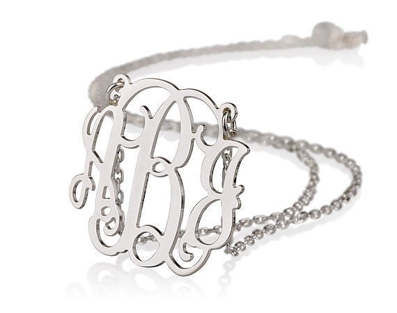 Monogram Necklace 1"- Personalized Monogram - 925 Sterling silver