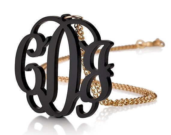 Acrylic 1.6" Monogram Necklace - Custom Made with 18k Gold Plated chain