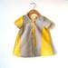 Size 5T Girls Short Sleeve Tunic Dress - Yellow and Grey Marimekko Cotton