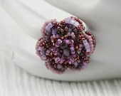 Lavander Adjustable Flower Ring - BoooBeadShop Lavander Adjustable Flower Ring - BoooBeadShop