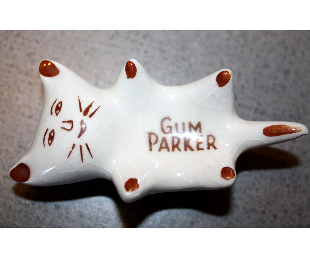 Vintage Gum Parker Kitten 1950s Hand Painted Pottery