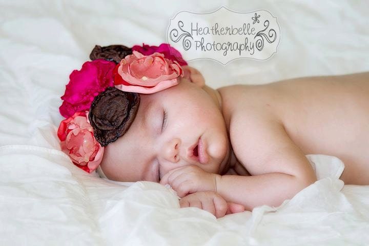 Satin Flower Headband and Anklet SET - Photo Prop - Newborn - Bridal