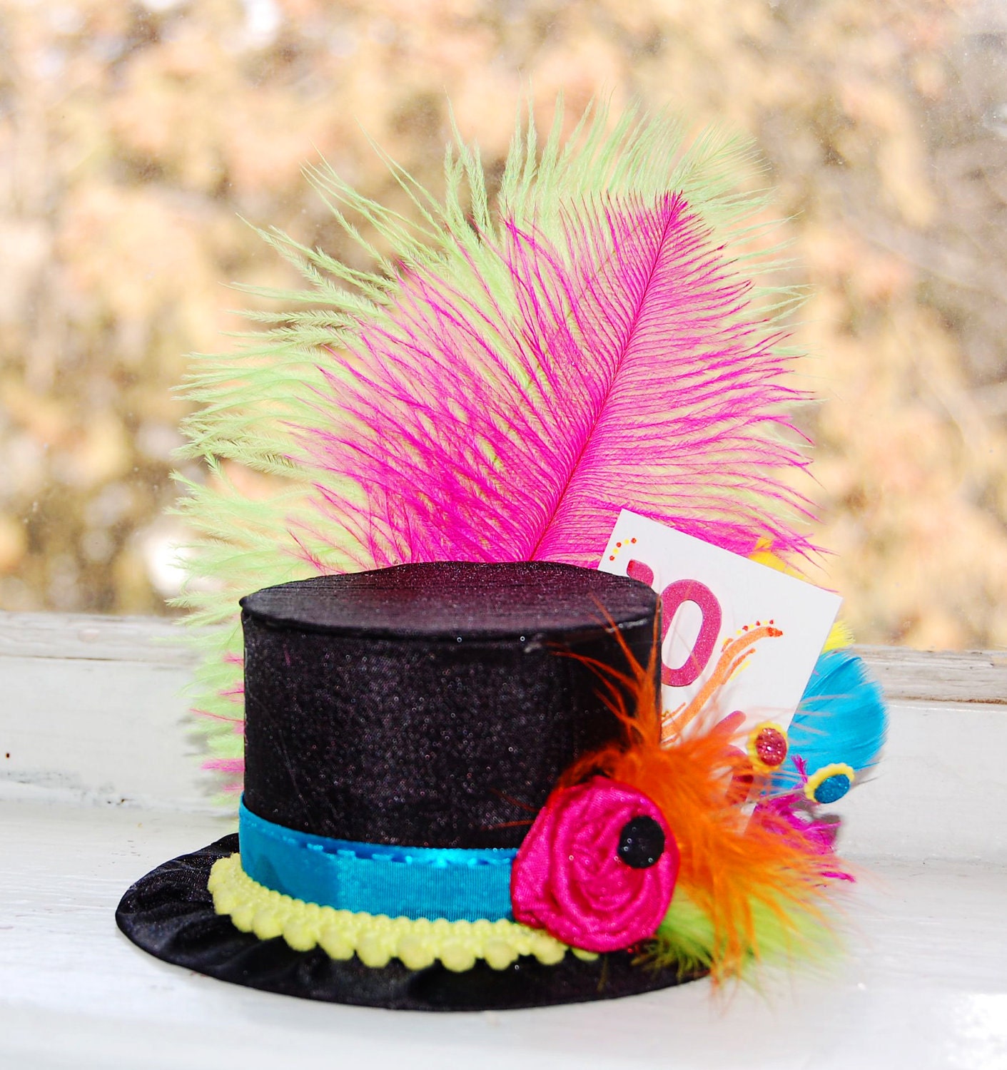 Mad Hatter Mini Top Hat in NEON colors- Alice in Wonderland - Tea Party - Costume Birthday Photo Prop