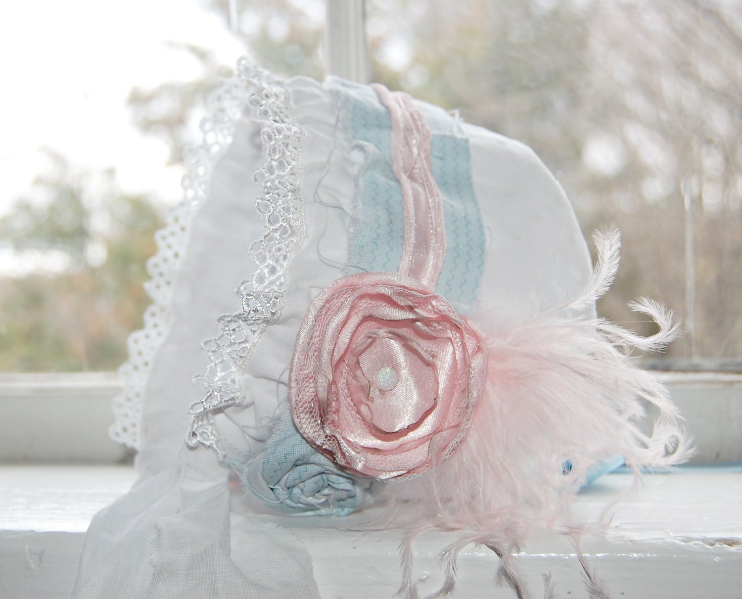 Baby Bonnet - Newborn Photo Prop - Vintage Inspired Prop - Baby Hat - Newborn Bonnet