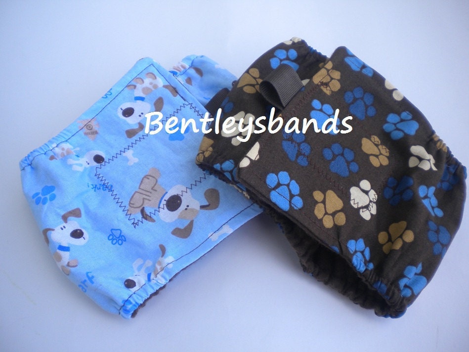set of 2 u pick size waterproof male dog diapers belly bands with elastic sides