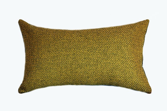 Green-Yellow color Decorative fabric Lumbar pillow case, fits 12"x20" insert.