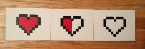 Legend of Zelda Inspired Life Heart Canvas Panels
