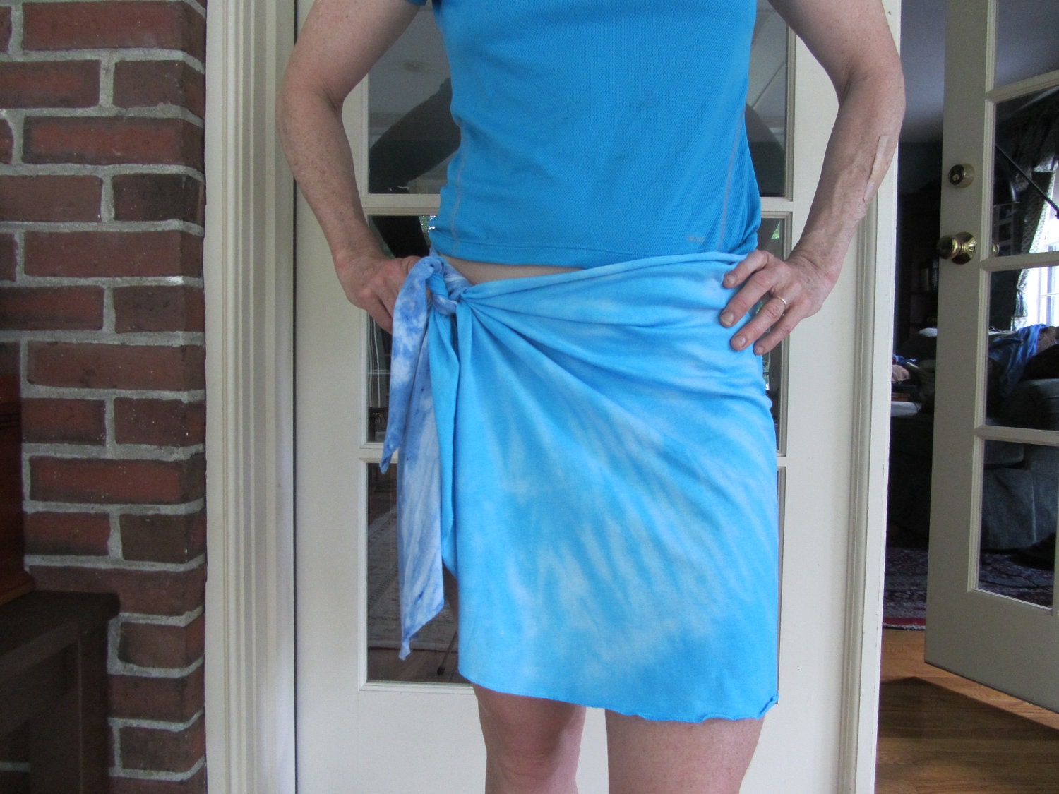 Tie Dye Beach Wrap in Ocean blues one Size fits all.