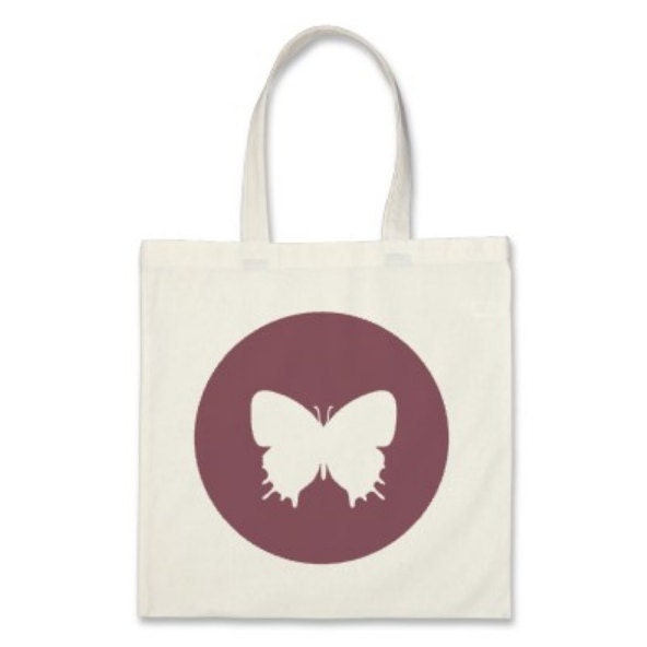 Girl Tote Bag - Plum Butterfly Silhouette Tote Bag - Party Favor Tote Bag