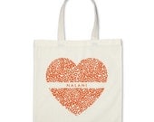 7 Bridesmaids Signature Personalized Heart Totes in Orange