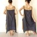 Cotton Spring Apron Knot Dress in Dark Blue - Brown