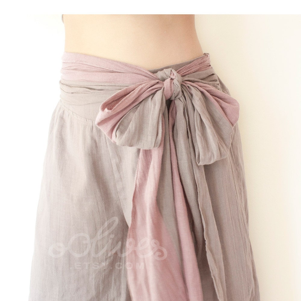 Cotton Elastic Waist Pants in Gray