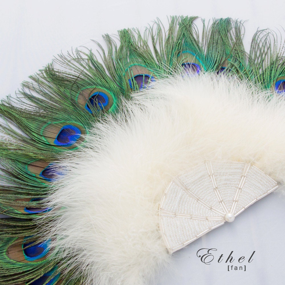 Ethel- Deco peacock feather fan