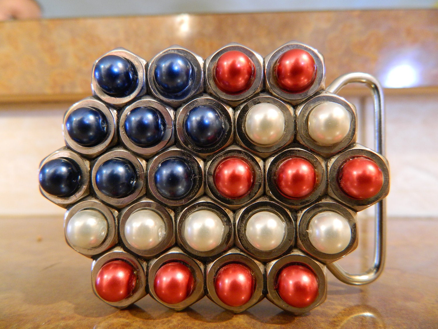 OOAK Hex Nut Belt Buckle with bling