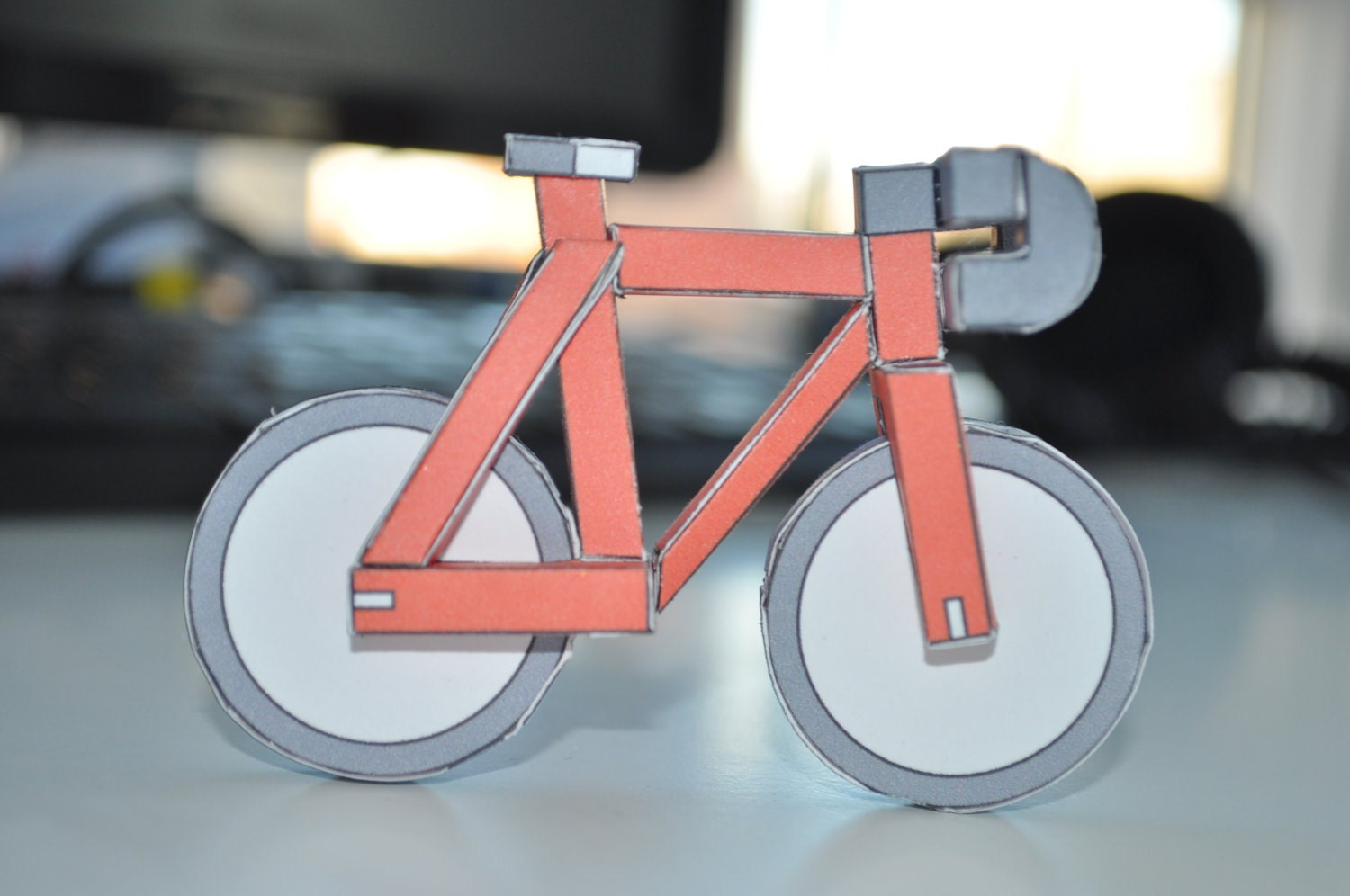 paperbikes v2red - Fixed gear paper bike - papercraft bicycle model kit
