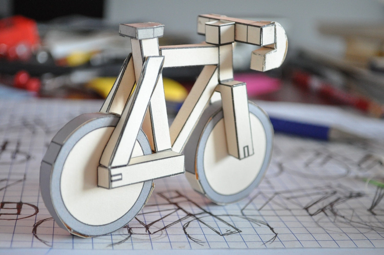 paperbikes v2 - fixed gear paper bike - papercraft bicycle model kit