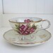 Vintage Floral Footed Teacup and Saucer Lustreware, Shabby Cottage, Made in Japan