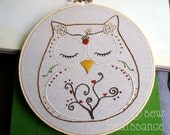 Embroidery Pattern PDF Owl Autumn and Fall Ohli the Owl - sewjenaissance