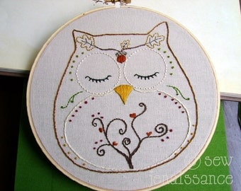 Embroidery Pattern PDF Owl Autumn and Fall Ohli the Owl