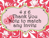 PRINTABLE 4 x 6 Thank You note to coordinate with any Luv Bug Design invitation