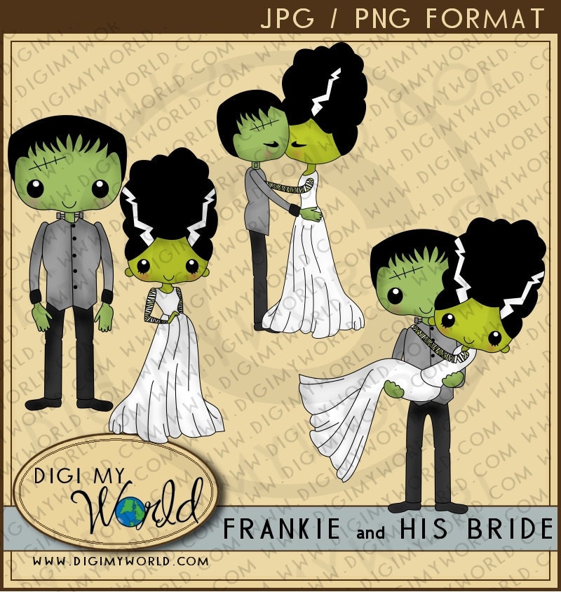 Halloween Frankenstein and his Bride clipart images