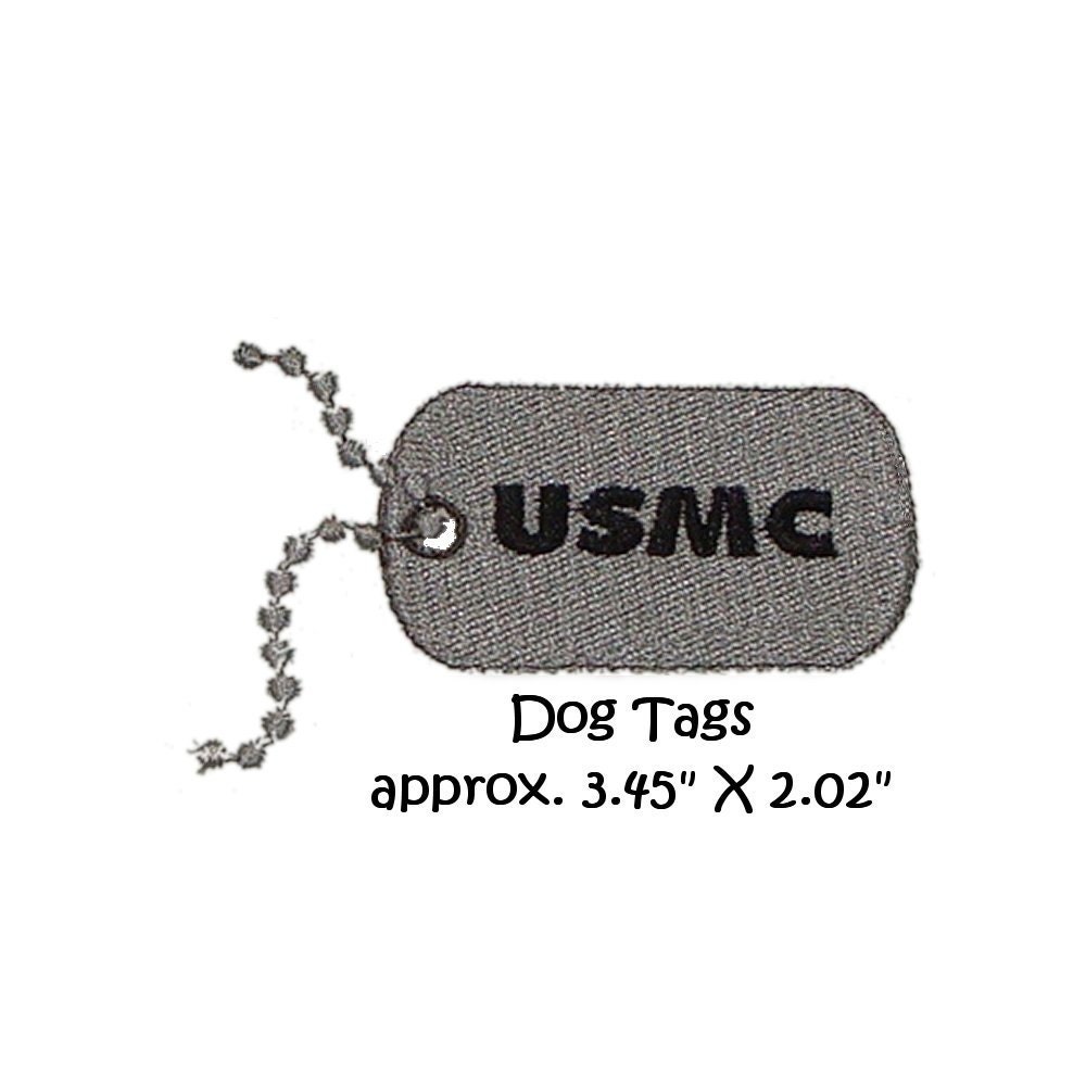 Items similar to Machine Embroidery Military Dog Tags, Marine Corp
