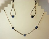 Sterling silver and lapis lazuli necklace and earring set
