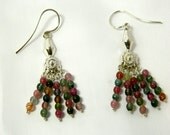 Watermelon tourmaline and sterling silver chandelier earrings