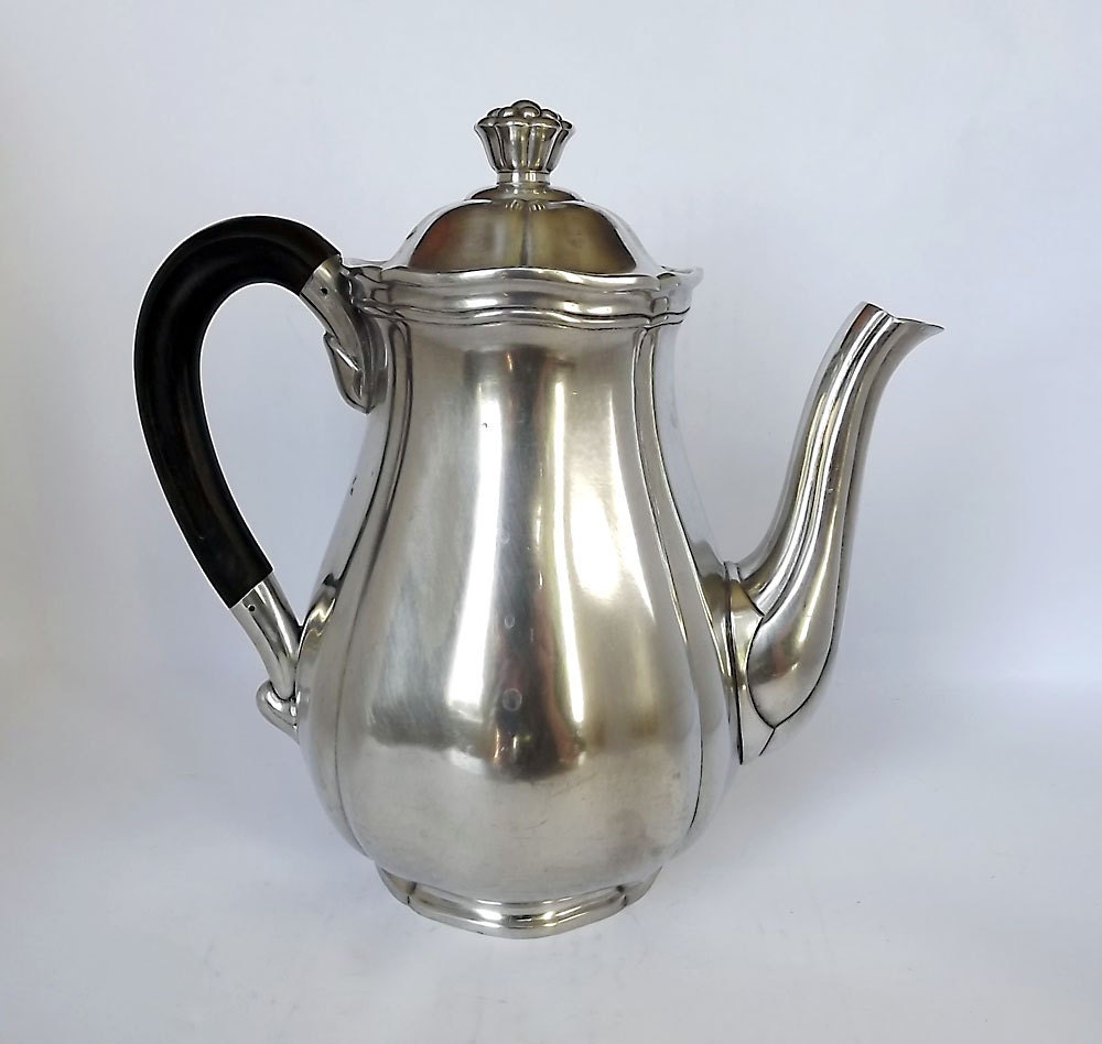 French pewter coffee pot with decorative lid fine by MaisonMaudie