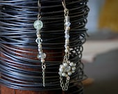 Pale Green Glass and Pearl Earrings