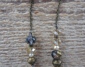 Smoke Crystal and Bronze Spike earrings