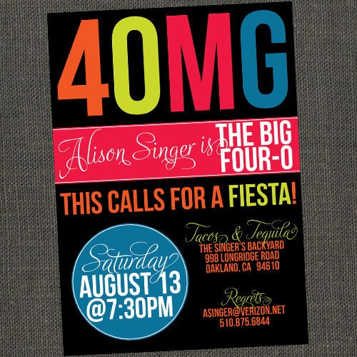 3OMG - 30th  40th or 50th Birthday Party Invitation - Printable or Printed for you