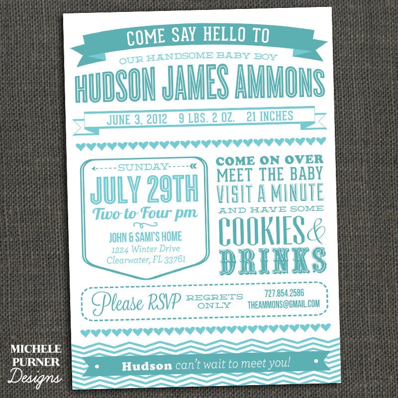 Sip and See Party - Meet Our New Baby - or Baby Shower - boy or girl - Printable or Printed for you