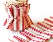 Ruffled Fabric Strip - Red Ruffled Ticking (3 feet)