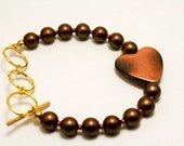 Copper Pearl Heart Bracelet