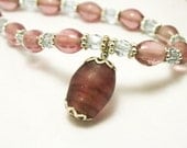 Purple Glass and Pearl Necklace