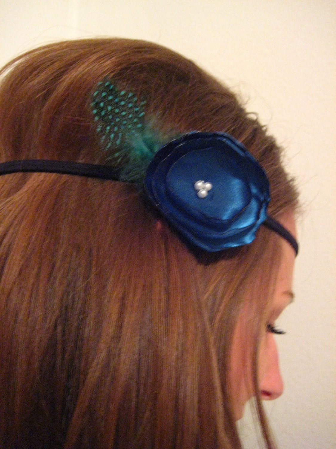 Dark Teal Poppy Headband Hair Accessory (For Women)