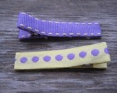 Ribbon Hair Clips (Set of 2) Purple and Yellow