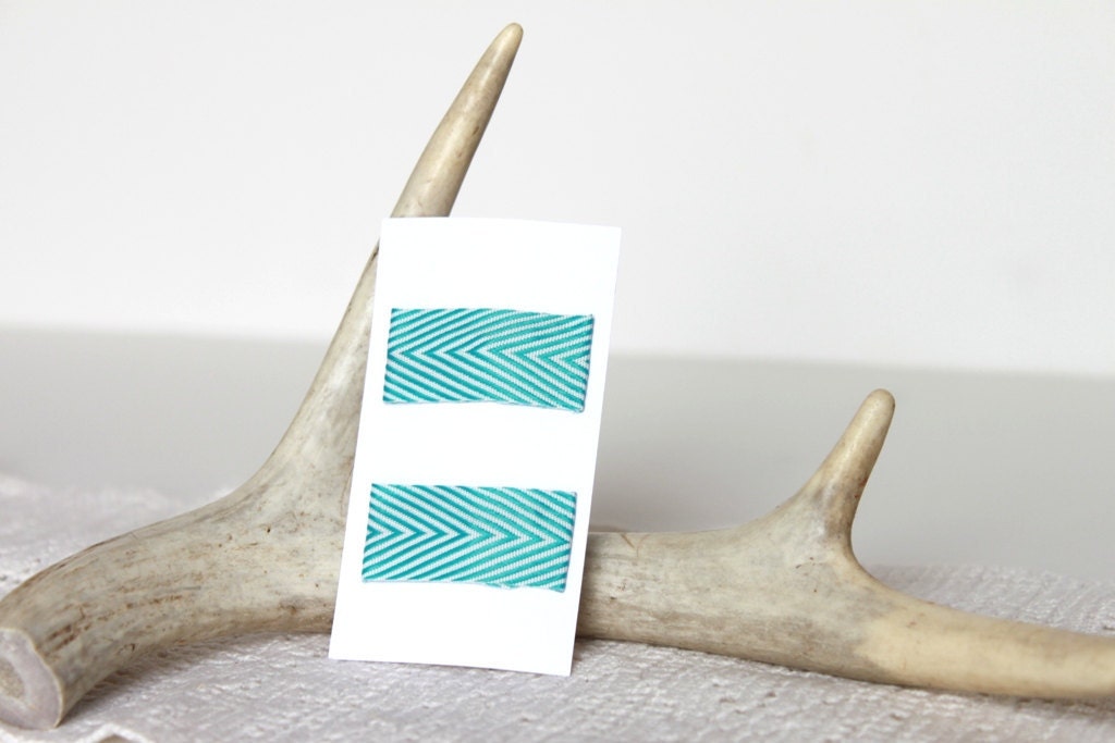 Teal Blue Chevron Hair Clips. Girls Hair Accessory. Children Fashion. Geometric. Toddler Girl. Aqua. Bright Blue.