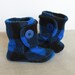 Tartan Plaid Baby Booties. Boots New Baby Polar Fleece Soft Soled Baby Booties in Black and Blue Lumber Jack Tartan