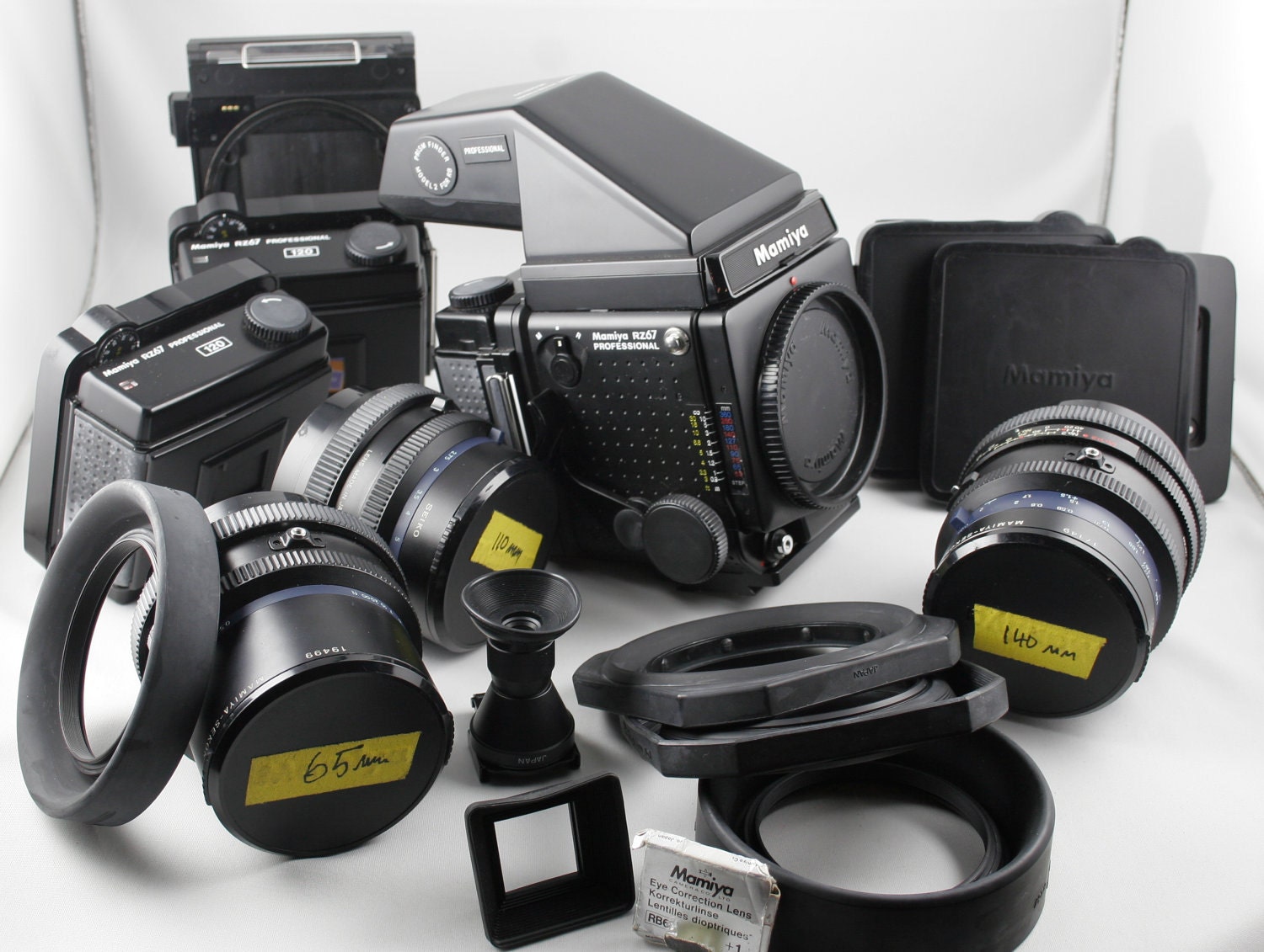 Vintage Mamiya RZ67 Professional Outfit includes Body with 3 Lenses. Backs, and View Finder  SALE