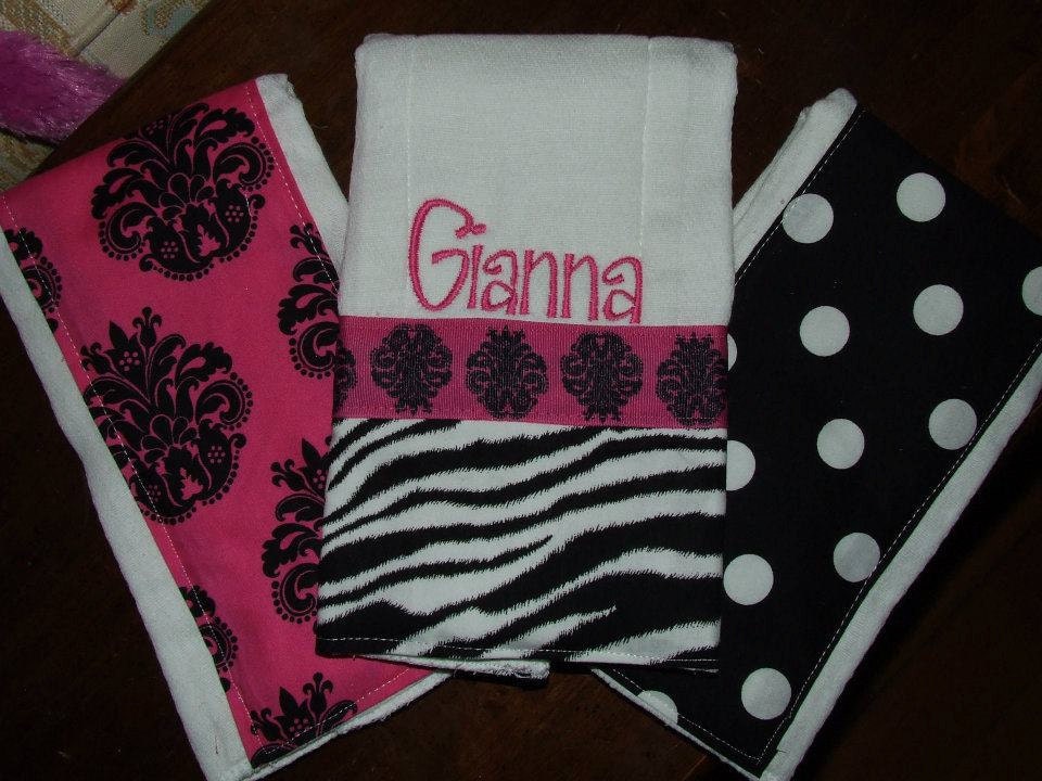 Fushia and black baby shower gift